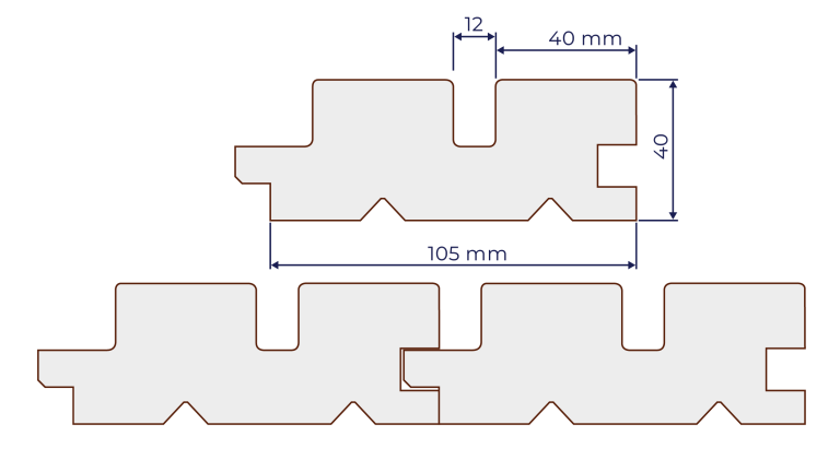 profil - produits faux claire voie XL 40_105 rainure droite pose verticale